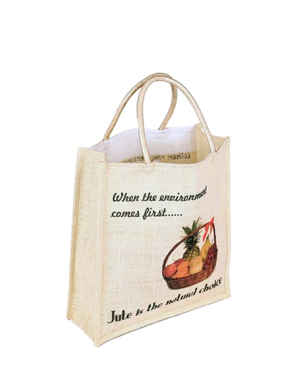 Natural Handmade White Jute Bag - Image 2
